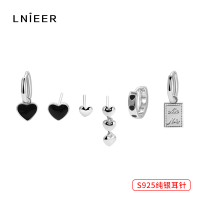 酷girl~冷淡风爱心耳钉耳扣六件套装耳环女2025新款潮多耳洞耳饰送女朋友老婆情人节七夕生日礼物