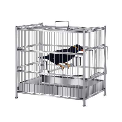 不锈钢鸟笼大号画眉鸟洗澡笼方型通用精品八哥笼鹦鹉笼鹩哥鸟笼子