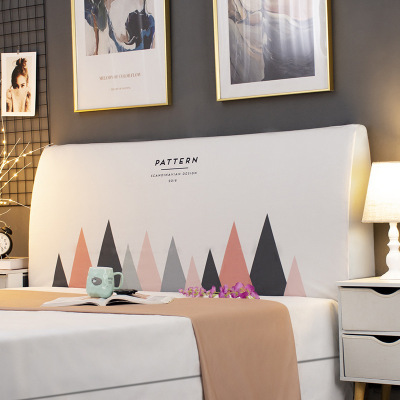 床头套罩北欧风格全包通用防尘软包保护床靠背简约现代木 三角色块 高度50-65*长度220cm通用款