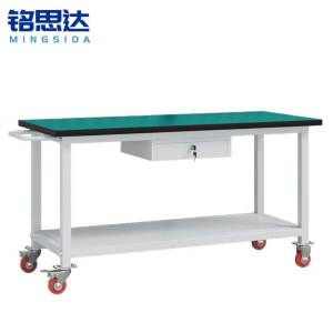 铭思达轻型防静电工作台双层140*60*75cm(带轮)张