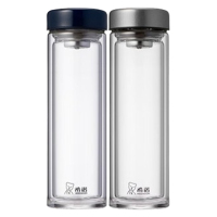 希诺双层玻璃杯335ml隔热透明便携杯XN-6533(颜色随机)