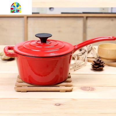 珐琅加厚铸铁婴儿热奶锅单柄辅食锅泡面煮面煮粥汤锅不粘锅 FENGHOU 红色珐琅奶锅白内胆黑胶木锅扭送手套锅垫菜谱
