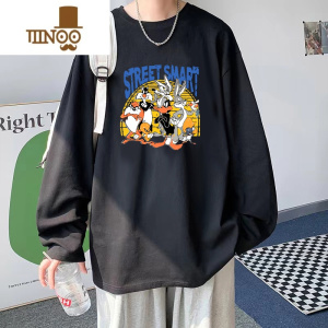 YANXU长袖t恤男新款ins潮流百搭休闲体恤衫韩版宽松内搭上衣服