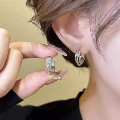 s925银针三圈麻花耳扣女时尚气质层次感日常通勤耳圈简约百搭耳饰送女朋友老婆情人节七夕生日礼物