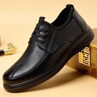 皮鞋男2026冬季新款乐福鞋头层牛皮真皮男士休闲软底中年爸爸鞋子