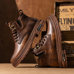 男士时尚马丁靴休闲新款秋冬高帮百搭厚底复古英伦风增高男靴