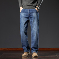 美式宽松牛仔裤男新款秋冬直筒弹力加绒男裤中青年男士休闲长裤子