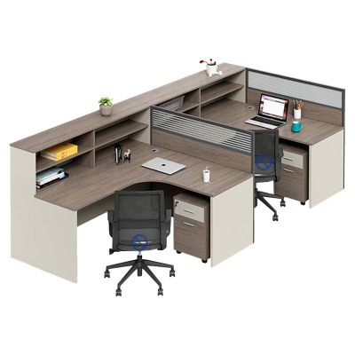 铭威盾职员办公桌员工位卡座屏风位桌椅组合F型两人位含柜[不含椅]