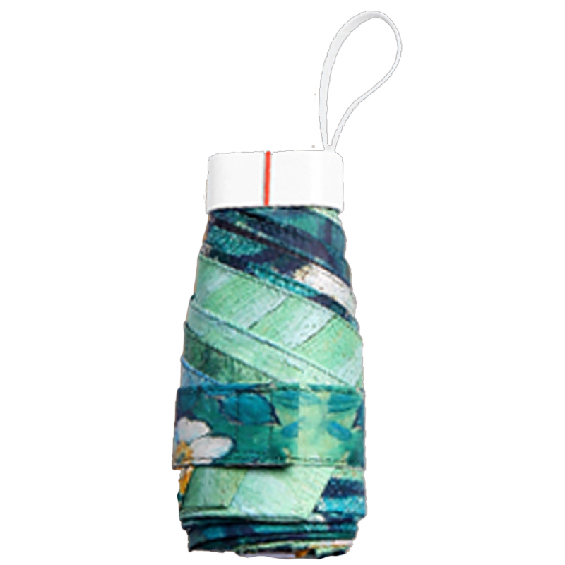 手动 扁六折 钢骨玻纤 加厚黑胶布 白色手柄YF-W2023002晴雨两用伞