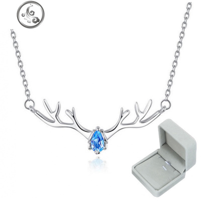 一路有你鹿项链女S925纯银网红鹿角吊坠小众轻奢锁骨链送女友 JiMi