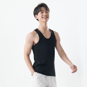 男士纯棉背心1比1细螺纹弹力白背心40支工字男运动打底衫