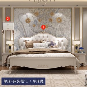 欧式床实木床双人床主卧简约皮床公主床轻奢大床1.8米婚床