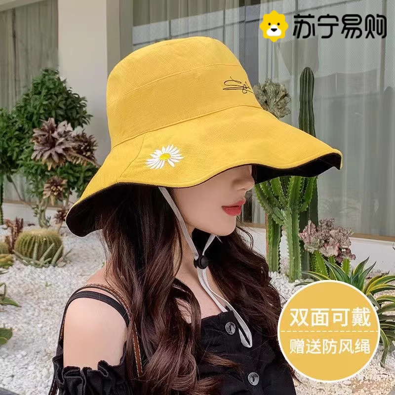 遮阳渔夫帽女双面遮阳显脸小夏季薄款防晒大帽檐渔夫帽子3759Z