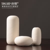 现代简约白色陶瓷器客厅插花艺干花花瓶摆件北欧餐桌电视柜装饰品 三维工匠 A组(不含花)