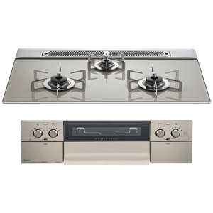 日本原装进口NORITZ/能率燃气灶Piat Multi Grill系列浅灰色N3S13PWAS6STES天然气75cm