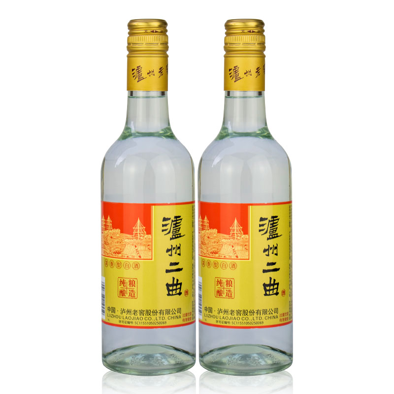 泸州老窖 泸州二曲 纯粮酿造 52度浓香型白酒500ml*2瓶