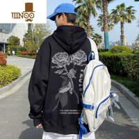 YANXUProteusBoy卫衣男连帽冬季新款男士加绒潮牌衣服宽松长袖外套