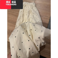 YIBUSHENG慵懒风肌理冰皱小波点山本阔腿裤女宽松垂感拖地直筒休闲裤