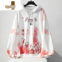 YANXU潮牌国潮渐变色樱花刺绣情侣连帽卫衣男款日系宽松情侣装外套