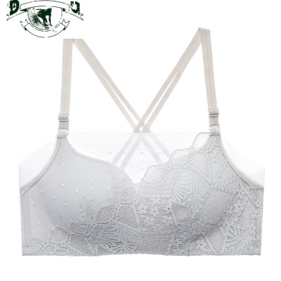 HLCOMAN交叉带美背文胸聚拢厚小胸上薄下厚白色裹胸式抹胸内衣性感防走光抹胸