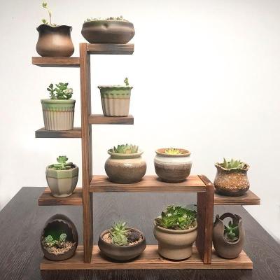 森美人窗台飘窗多肉小花架实木多层客厅花盆架桌面简约置物架子阳台装饰