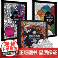 3册 烦了就想画几笔-脑洞大开的创意心理涂色书A+B+思念的森林 秘密花园成人减压心理填色本涂色绘本书籍