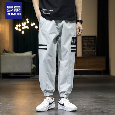 罗蒙（ROMON）2021年春夏季新款ins韩版潮流百搭束脚休闲裤男士束脚