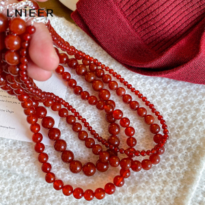 安可拉红玛瑙项链女2025年毛衣链925纯银锁骨链秋冬配饰品送女朋友老婆情人节七夕生日礼物