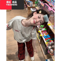 YIBUSHENG美式复古潮牌字母刺绣宽松短袖T恤女季oversize慵懒风半袖上衣