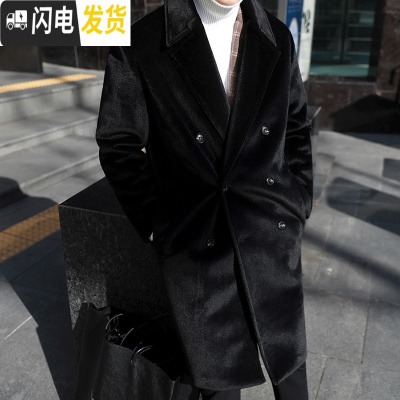 HLCOMANMRCYC立绒毛呢大衣男韩版潮流冬季加厚呢子风衣中长款宽松外套风衣