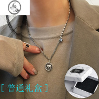 JiMis925银银笑脸大象毛衣项链女小众轻奢锁骨链百搭复古嘻哈卫衣秋冬