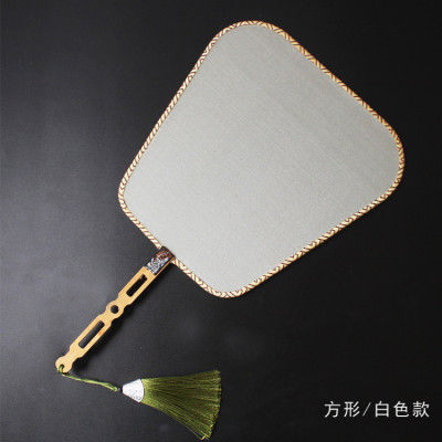 精品空白熟绢扇矾绢团扇工笔手绘画圆扇DIY宫扇古典中国风扇三维工匠仿古色（竹根款）