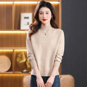 春春秋羊绒衫女半高领春秋装新款加厚羊毛衫女套头针织衫印花显瘦打底毛衣女专柜正品套头女士毛衣高端羊绒衫年轻漂亮打底衫女装