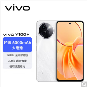 vivo Y100+ 雪山白 12GB+256GB 第二代骁龙4芯 5G芯 6000mAh电池 44W充电 5000万OIS光学防抖 44W超快闪充 5G 快充 拍照 Y100