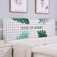 家柏饰(CORATED)欧式全包床头罩套床头套罩弹力布软包床靠背罩防尘保护套1.51.8米 格子绿叶 1.5米