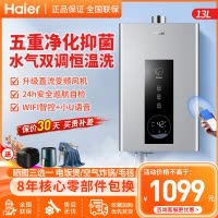 海尔(haier)13升燃气热水器水气双调恒温防冻自动调温多重净化水质直流变频风机安全自检防CO2