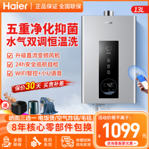海尔(haier)13升燃气热水器水气双调恒温防冻自动调温多重净化水质直流变频风机安全自检防CO2