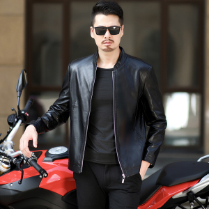 掉皮包换 2024春装男海宁正品山羊皮男士真皮皮衣男商务休闲皮夹克机车皮春季男装大码男士棒球领中年爸爸装挡风挡雨春秋外套