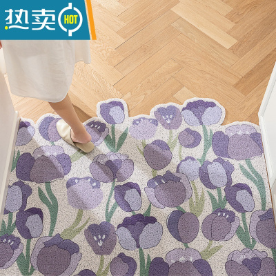 敬平小清新花朵入户丝圈门垫进门耐磨防滑可裁剪脚垫家用大门口地毯防滑垫
