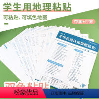 [正版]中学区域认知填图粘贴 双色版 共16张 216*291mm 地理基础知识底图笔记 解题 粘贴设计 地图简约 方