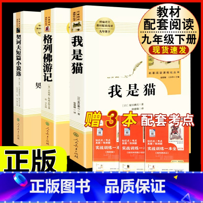 [人教版3册]我是猫+格列佛游记+契诃夫短篇小说选 [正版]儒林外史原着吴敬梓九年级下册必读课外书人民教育出版社初三名著