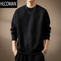 HLCOMAN高端潮牌简约基础款卫衣男秋季新款宽松圆领长袖T恤打底衫男