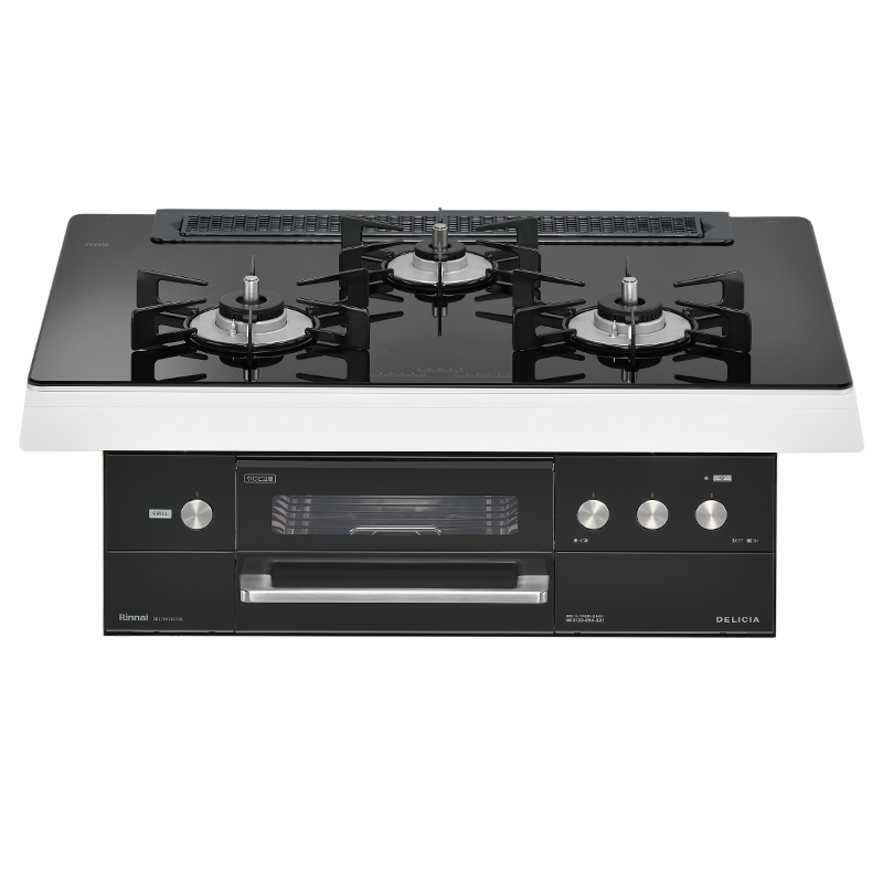 日本林内燃气灶DELICIA(按键)75嵌入式三眼灶煤气炉烤箱自动烤配烤盘 天然气 RHS71W30E11RCABW