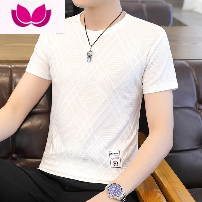 七斓夏季冰丝短袖t恤男生潮流百搭修身青少年初中高中学生半袖上衣服