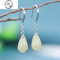 JiMi玉兰花兰花和田玉银耳坠s925银银女款新款耳环银银送妈妈耳饰耳钉