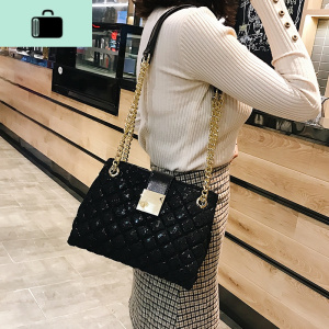 女包2020新款百搭洋气时尚大包高级感包包春夏链条包大容量单肩包NEW LAKE 黑色女士单肩包 黑色