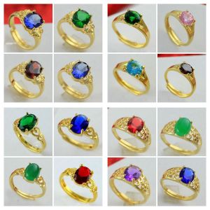 镀金女戒仿黄金镶嵌宝石锆石开口戒指结婚首饰配饰带钻指环多款送女朋友老婆情人节七夕生日礼物