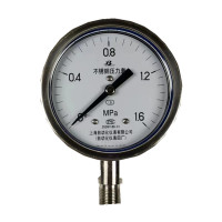 上自仪不锈钢压力表/隔膜/耐震式Y-100BF 接口M20×1.5 量程0-2Mpa定 带三色环