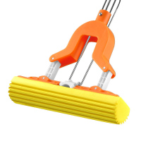 [进口棉头 超软保湿]太太乐海绵拖把 不锈钢伸缩杆 对折挤水胶棉拖把 吸水地拖拖布 免手洗墩布拖把头