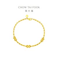 周大福鳞片闪光蹦迪 蝴蝶足金黄金手链(工费:660计价)EOF1102